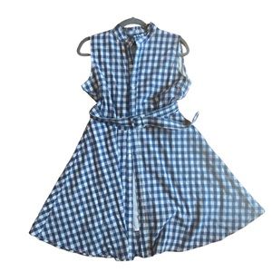 Kiel James Patrick KJP summering dress with belt blue and white check size large